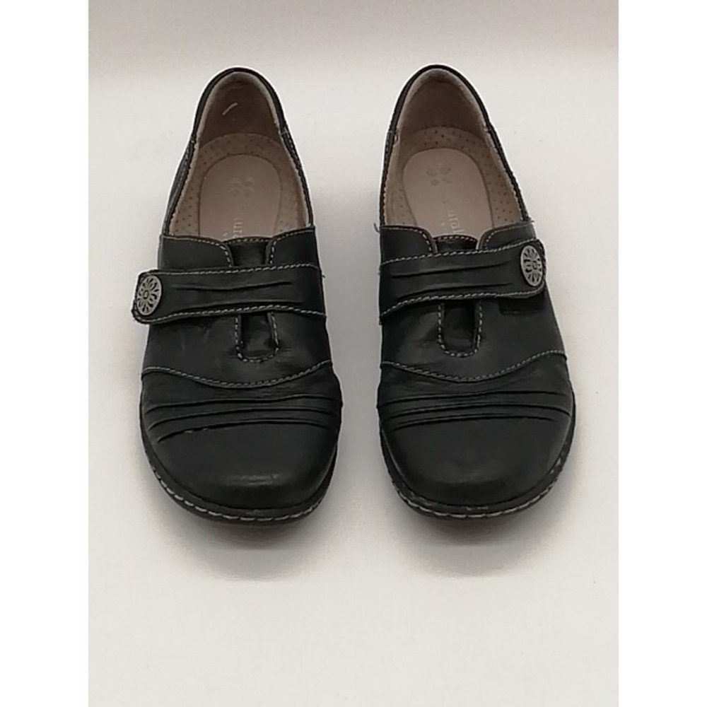 Naturalizer Loafers Womens Response Black 7.5 Leather Shoe Hook Loop Comfort
